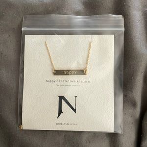 Jook & Nona “Happy" Engraved Tag Necklace